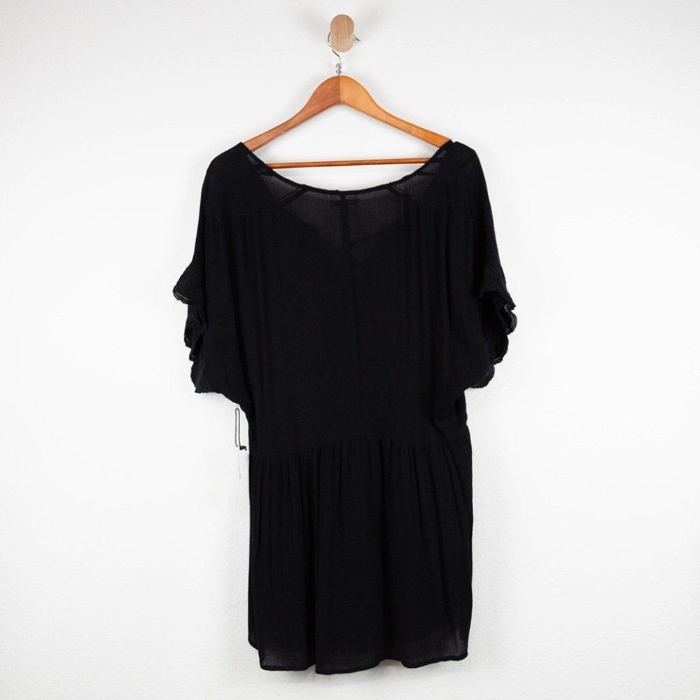 Society Amuse Black Blouse Lace Up Front NWT Small Plus Size Goth - Picture 6 of 7